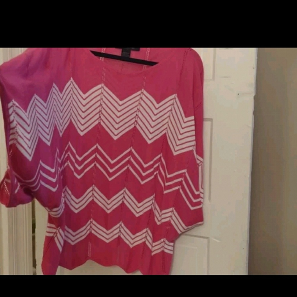 Pink and white chevron mid drift sweater Ashley St